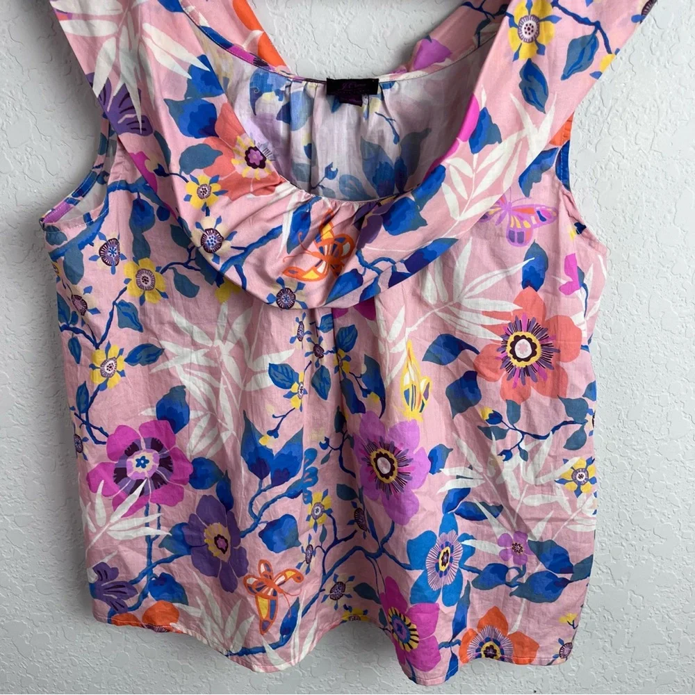 J. CREW Floral Scoop Neck Tank Top Liberty Art Pavilion XS